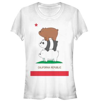 Juniors Womens We Bare Bears California Republic Bear Stack T-Shirt