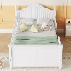 Aortzio Twin Size Solid Wooden Platform Bed,Floor Bed with Rails,Headboard&Footboard - 1 of 4