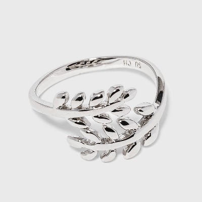 Women's Silver Plated Leaf Bypass Ring (7)