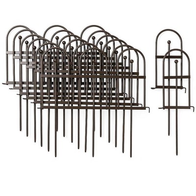 Plow & Hearth - Pewter Wrought Iron Fence - Outdoor Garden Edging with Decorative Design