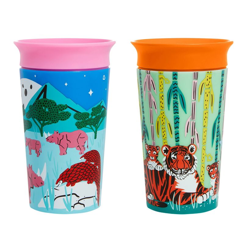 Munchkin Miracle 360&#176; WildLove Sippy Cup 9oz - 2pk - Tiger/Rhino, 1 of 8