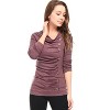 Allegra K Women's Cowl Neck Long Sleeves Buttons Decor Solid Ruched Top - 2 of 4