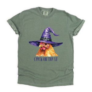 Simply Sage Market Chick Or Treat Watercolor Distressed Garment Dyed Tee - 1 of 4