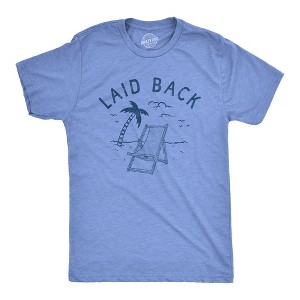 Mens Laid Back T Shirt Funny Sarcastic Sun Bathing Beach Chair Graphic Novelty Tee For Guys - Crazy Dog Men's T Shirt - 1 of 4