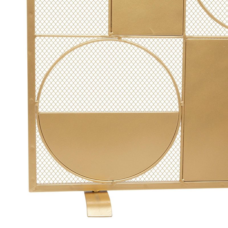 Contemporary Deco Metal Fireplace Screen Gold - Olivia &#38; May, 3 of 9