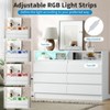 Zstar Modern 6-Drawer Double Dresser for Bedroom with Power Outlet and LED Light - 3 of 4