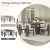 VYNXARIA 7-Piece Retro Dining Table Set for 6, 60in Wood Dining Table Set for 6 with Upholstered Chairs(Gray) - 4 of 4