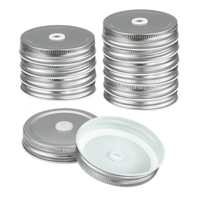 Unique Bargains Regular Leak-Proof Kitchen Storage Mason Jar Lids with Straw Hole 12 Pcs