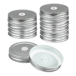 Unique Bargains Regular Leak-Proof Kitchen Storage Mason Jar Lids with Straw Hole 12 Pcs - 1 of 4