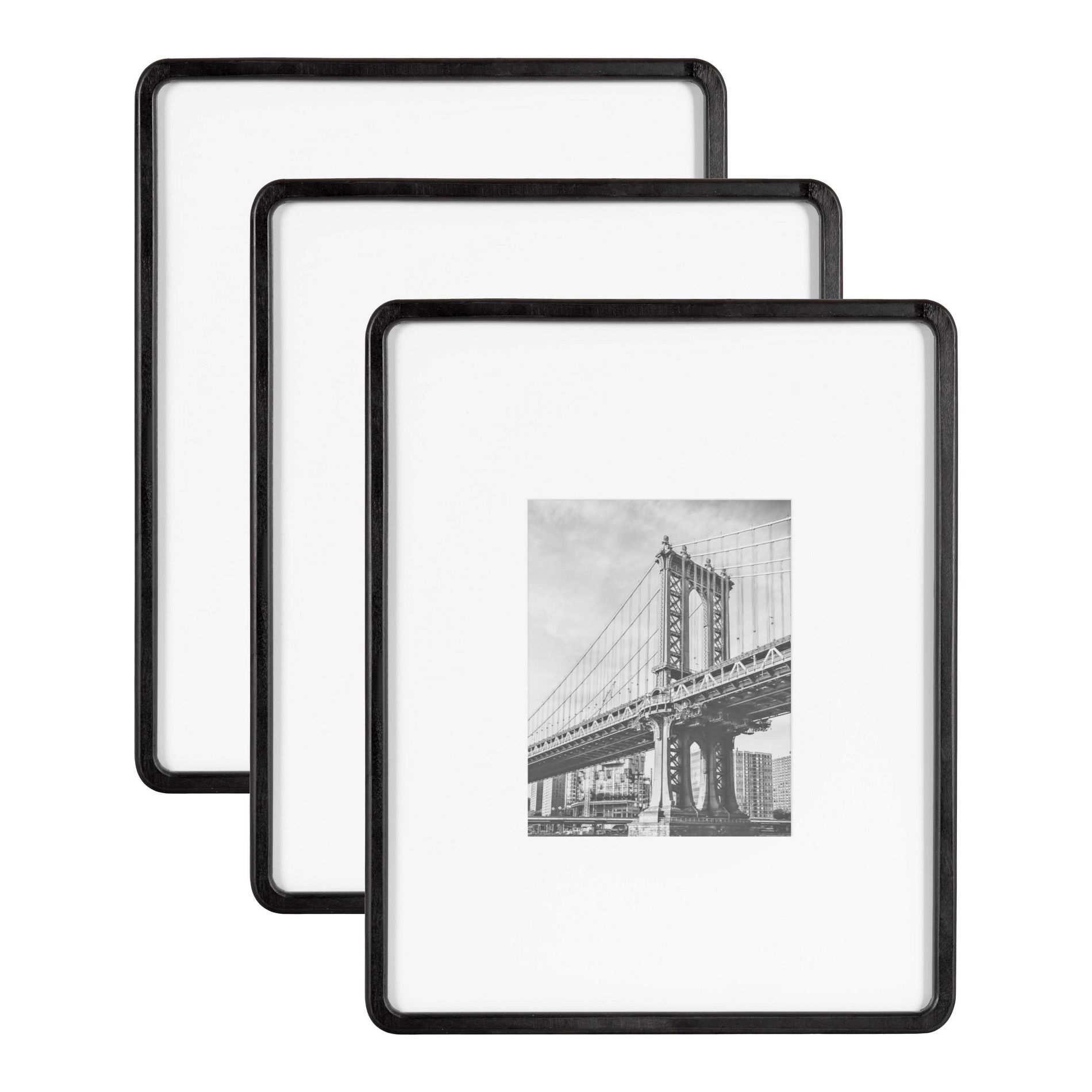 Kate & Laurel All Things Decor 16"X20" Matted to 8"X10" Inglewood Picture Frame Set Black