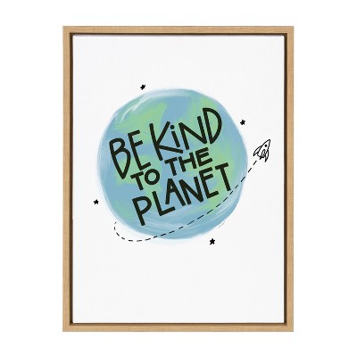 18" x 24" Sylvie Be Kind to the Planet Framed Canvas by Jenn Van Wyk Natural - Kate & Laurel All Things Decor