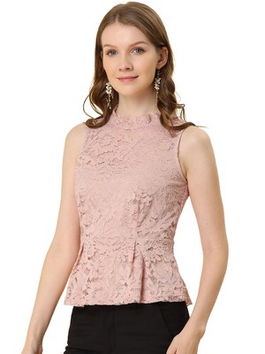 Allegra K Women's Elegant Satin Sleeveless Bow Tie Mock Neck Solid