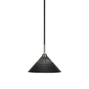Toltec Lighting Paramount 1 - Light Pendant in  Matte Black/Brushed Nickel with 12" Black Matrix Shade - 1 of 1
