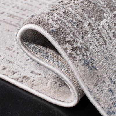 Contemporary Abstract Gray/Blue Synthetic 9' x 12' Area Rug