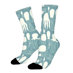 Funny Jellyfishes Women Printed Crew Socks Funny Funky Socks Soft Polyester Novelty Gifts for Artists Men - 1 of 4