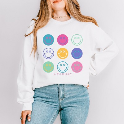 Simply Sage Market S.W.Smiley Stacked Smiley Faces Sweatshirt