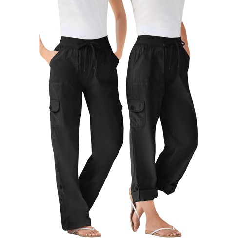 Woman Within Women s Plus Size Convertible Length Cargo Pant 32 W Black Target