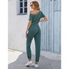 Women's Off Shoulder Jumpsuit Stretchy Airport Outfits Jogger Pants Jumpsuit with Pocket - 3 of 4