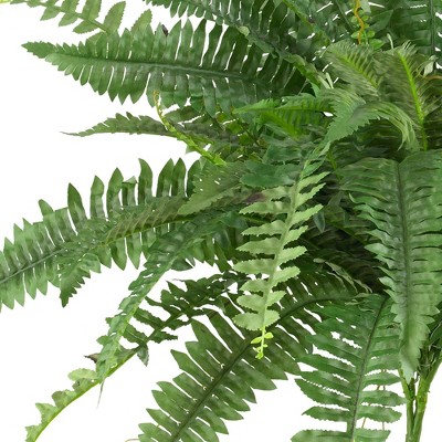 Green Silk Fern Topiary with Lights for Outdoor Tabletop
