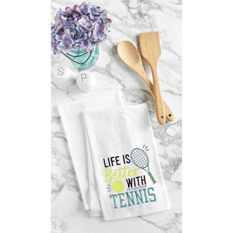 C&F Home Life With Tennis Embroidered Cotton Flour Sack Kitchen Towel, 2 of 5
