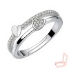 Women's Silver - Toned Copper Stackable Ring with Heart & Crystal Accents - 3 of 4