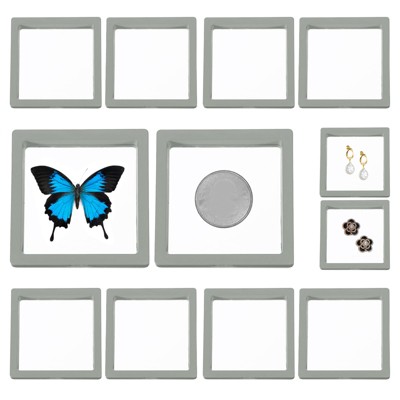 Unique Bargains Transparent PE 3D Floating Display Stand Holder Jewelry Storage Box 12 Pcs