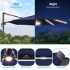 Sonkuki 11FT Round Offset Outdoor Patio Solar LED Cantilever Umbrella Aluminium Pole, 360° Rotation and Canopy Angle Adjustment - 4 of 4