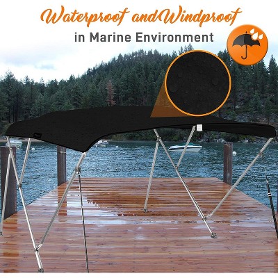 Gray Aluminum 4 Bow Bimini Top Boat Cover