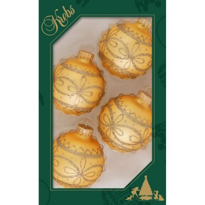 Christmas by Krebs 4ct Gold Lacy Design Matte Christmas Ball Ornaments 2.5" (67mm)