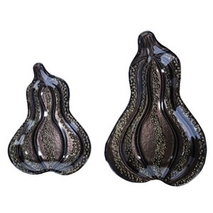 Transpac Glass 12.5 in. Black Harvest Fused Gourd Plate Set of 2 - 1 of 2