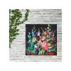 Cottage Garden West of The Wind ESCAPADES Pink, Teal, Black 24 x 24 Inch Waterproof Gallery Wrapped Canvas, Outdoor Garden, Yard, Patio All Weather - 2 of 2