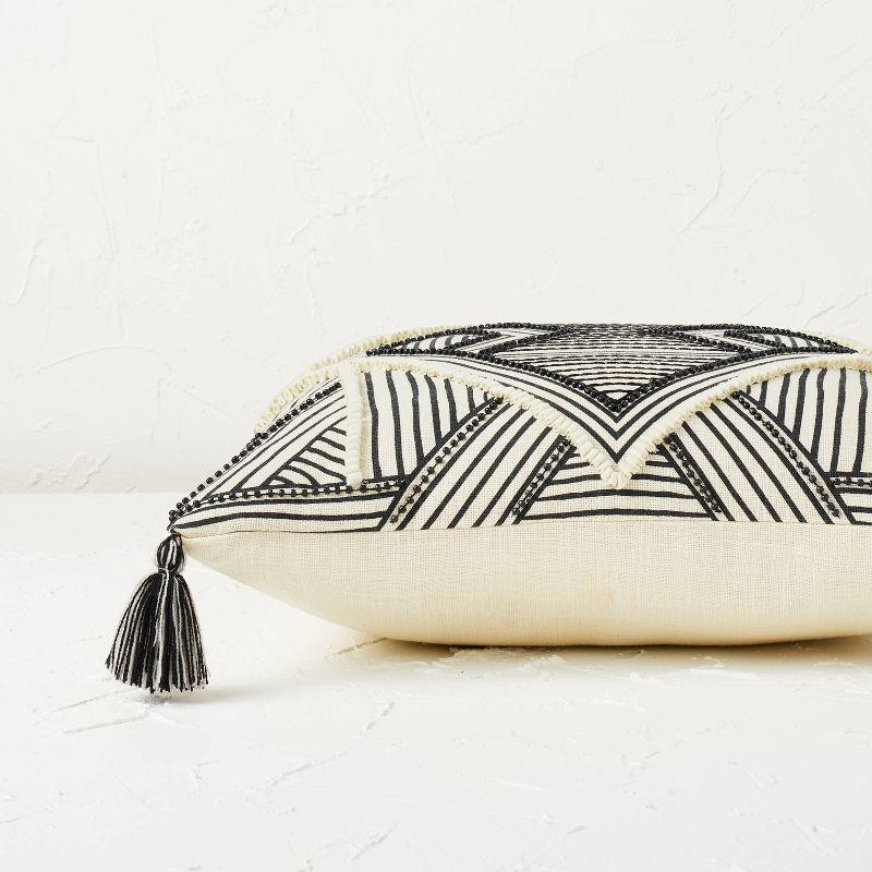 Square Embellished Geometric Decorative Throw Pillow Off-White/Black - Opalhouse&#8482; designed with Jungalow&#8482;, 4 of 9