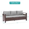 Sonkuki Outdoor Wicker Patio 3-Seat Sofa, PE Rattan Conversation Set With All-Weather Cushions - 2 of 4