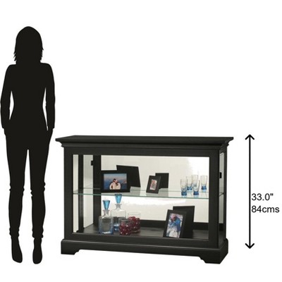 Underhill II Traditional Black Satin Lighted Curio Cabinet
