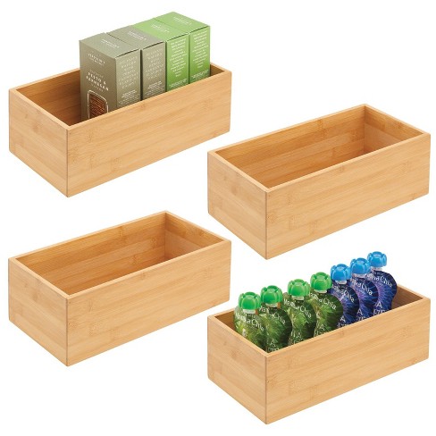 Mdesign Bamboo Kitchen Organizer Storage Bin - 4 Pack - Natural : Target