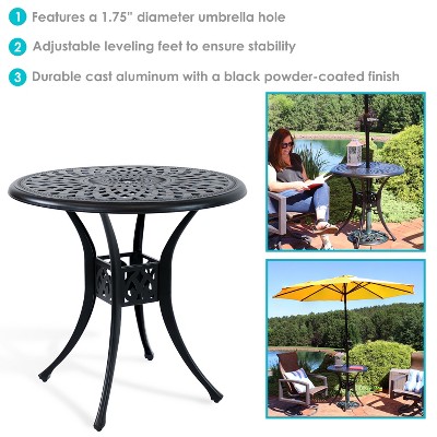 Sigonella 30.75" Black Cast Aluminum Round Outdoor Patio Table