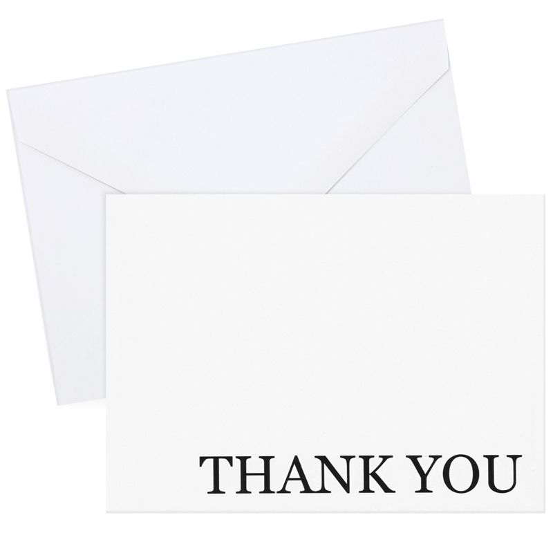 Sustainable Greetings 120 Thank You Cards Bulk with Envelopes for Weddings, Bridal Showers, Graduations, Black and White Design (5x4 In), 4 of 8