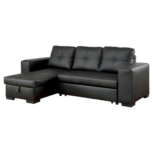 Felton Modern Style Pullout Sleeper Sofa Black   MiBasics : Target