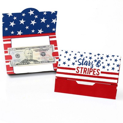 Big Dot of Happiness Stars & Stripes - Memorial Day, 4th of July & Labor Day USA Patriotic Independence Day Party Money & Gift Card Holders - Set of 8