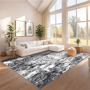 Area Rugs for Living Room Bedroom, Modern Abstract Machine Washable Rug, Low Pile Floor Carpet with Non Slip Backing - 1 of 4