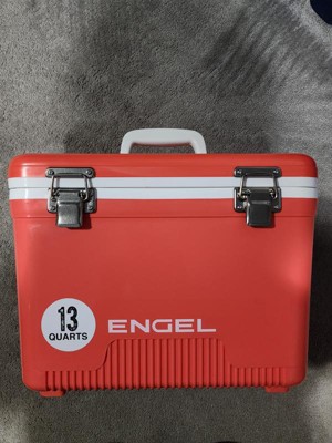 ENGEL 13 Quart Compact Durable Ultimate Leak Proof Outdoor Dry Box Cooler  in Coral with Stain and Odor-Resistant Surface for 18 Cans or 12 lbs of Ice