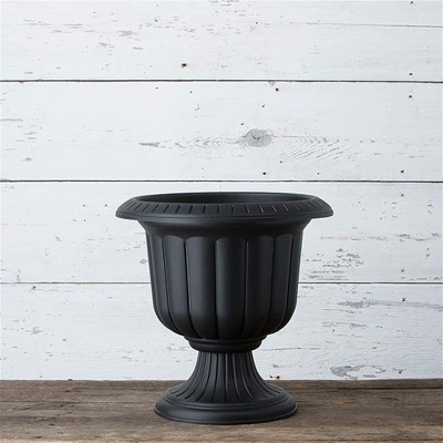 Classic Black Plastic Grecian Urn Planter, 19-Inch