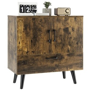 Munora Modern Floor Storage Cabinet - 2 Doors, 1 Pull-Out Drawer - Mid-Century Style for Living Room/Dining Room - 30"L x 16"W x 31"H - 1 of 4