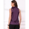 INSPIRE CHIC Women's Elegant Satin Sleeveless Bow Tie Mock Neck Solid Work Blouse - 3 of 4