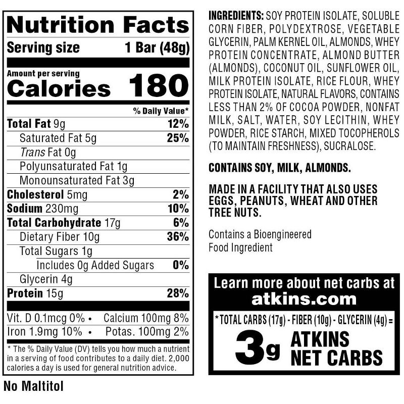 Atkins Chocolate Almond Caramel Protein Meal Bar Value Pack - 8ct/13.5oz, 4 of 8