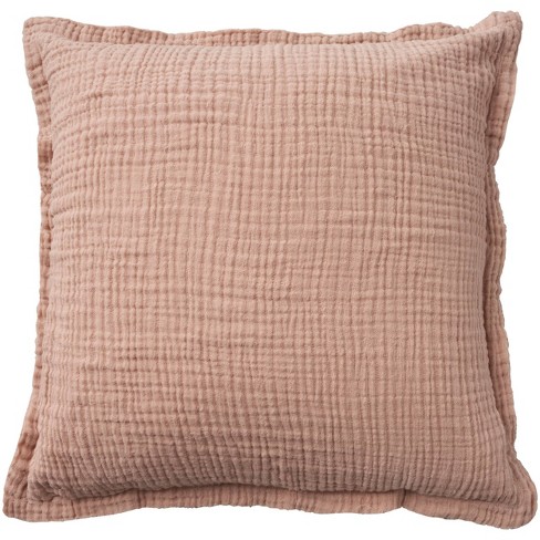 20x20 Oversize Sofia Four Layer Muslin Square Throw Pillow Cover Blush -  Mina Victory