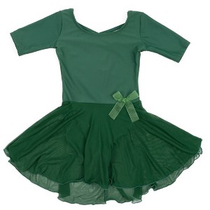 Leveret Girls Elbow Sleeve Skirt Leotard - 1 of 4