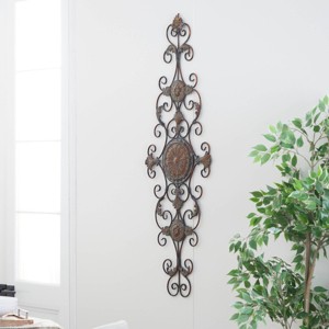 Rustic Metal Ornamental Wall Decor Dark Brown - Olivia & May: Iron Scrollwork, Indoor Vertical Display - 1 of 4