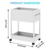 Yukimo 2-Tier Metal Rolling Utility Cart with Drawer and Lockable Wheels, Silent Organizer for Kitchen, Office, Bathroom, Laundry – White - 3 of 4