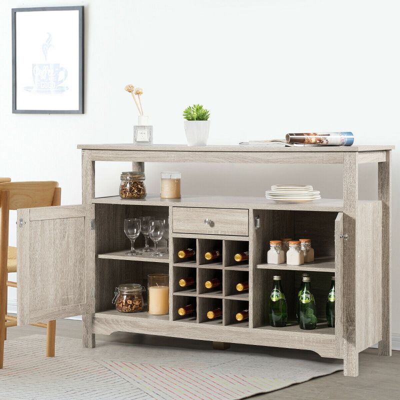 Costway Buffet Server Sideboard Wine Cabinet Console Table Grey Home, 5 of 11